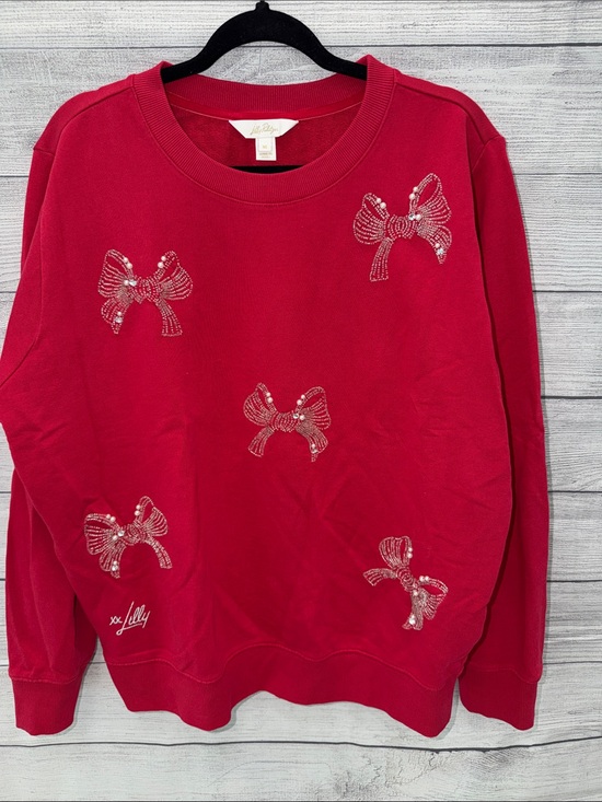 Lilly Pulitzer Sweaters - Lilly Pulitzer Hot Pink Crewneck Sweatshirt with Crystal Bow Accents